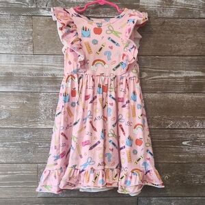 School Pink Kids Dress with Ruffles Size 5/ 6